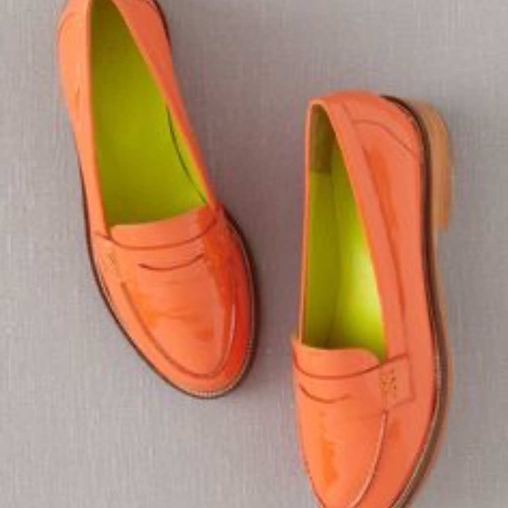 Boden orange patent leather loafers size 7.5